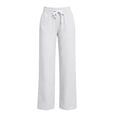 thumbnail image 6 of Women's Sweatpants High Waisted Cotton Linen Drawstring Elastic Waist Trousers with Pockets Soft Stretchy for Gym and Lounging, 6 of 6