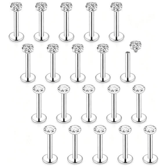 DESIGNICE 16G Internal Thread Flat Back Earrings Nose Studs 316L Surgical Steel Medusa Labret Monroe Lip Ring Tragus Forward Helix Conch Cartilage Lobe Earrings Stud Piercing Jewelry for Women Men