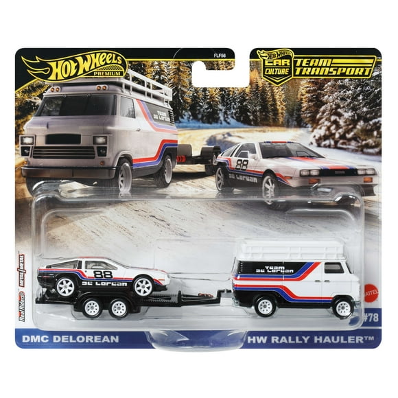 Hot Wheels Team Transport Truck & Race Car, Gift for Racing Collectors