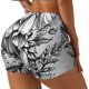 thumbnail image 1 of Balery Monochrome Botanical Illustration Pantalones cortos de entrenamiento estampados para mujer, sin costuras, ajustados, para gimnasio, yoga, correr, deportes, ejercicio activo, fitness.-XX-Large, 1 of 8
