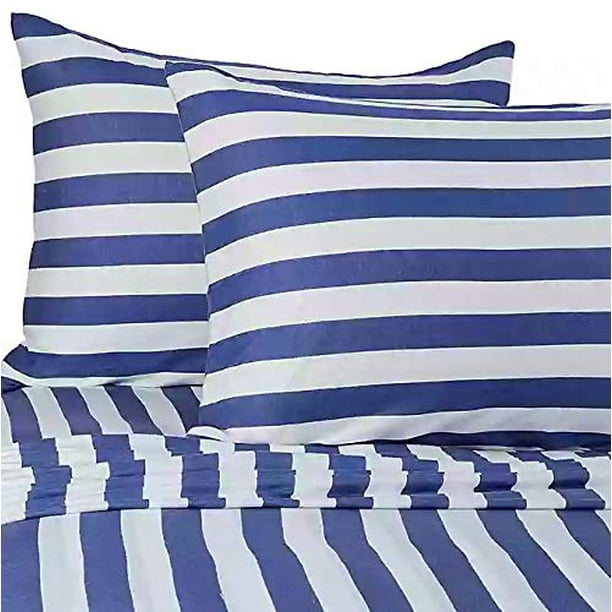 Pure Beech Jersey Knit Modal Stripe Twin XL Sheet Set in Navy - Walmart