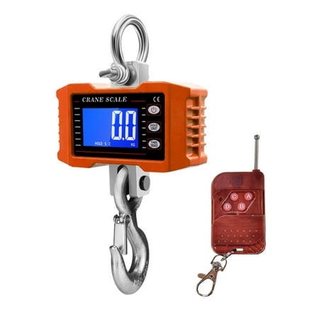 

Walmeck Digital Hanging Scale with Remote Control 1000kg/ 2204lbs Portable Heavy Duty Crane Scale LCD Backlight Industrial Hook Scales Unit Change/ Data Hold/ Tare/ for Construction Site Travel Mar