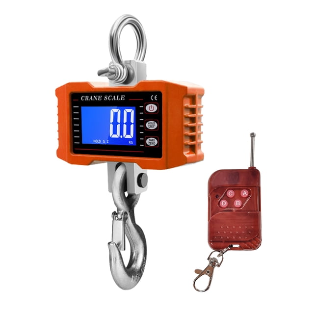 TFixol Balance Numérique Suspendue avec Télécommande 1000kg/ 2204lbs Balance Grue Portable Résistante Rétroéclairage LCD Unité de Changement/maintien des Données/tare/zéro pour Chantier Voyage