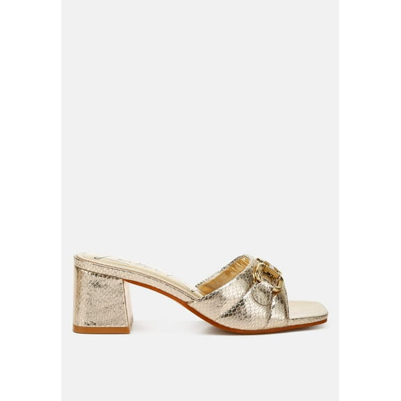 Bellamy Horsebit Detail Snake Print Sandals