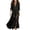 AA-Black1137, variant on Two-Tiered Maxi Dress for Women Turn Down Collar Long-Sleeve Dresses Boho Fall Festival Sundress