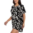 thumbnail image 2 of Wukai Daisies Flowers Print Women's Pajama Set - Short-Sleeve Top and Shorts with Elastic Waistband and Pockets for Loungewear, Yoga, and Casual Wear-XX-Large, 2 of 8