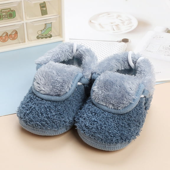 eczipvz Baby Shoes Baby Solid Color Cotton Shoes Feece Warm Short Boots Shoes Fashion Printing Non Slip Snow Boots for Boys Size 5 (Blue, 7 Toddler)