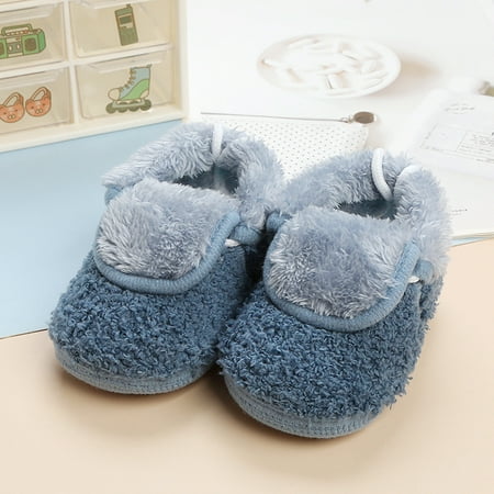 

JIKNTTR Slippers Girl Booties Soft Fuzzy Baby Shoes Solid Color Feece Warm Short Boots Fashion Non Breathable Boots Comfort Lace Up Boots