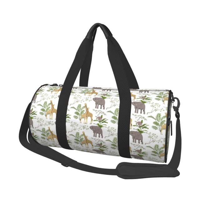 Fotbe Jungle Animal Bolsa Deportiva de Lona Plegable con Estampado, Bolsa de Gimnasio con Bolsillo Seco/Húmedo, Bolsa de Viaje Ultraligera de Gran Capacidad