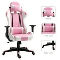 thumbnail image 2 of Gaming Chair Office Desk Chair Ergonomic Reclining Computer Chair Height Adjustable Swivel Recliner with Headrest Lumbar Support, Pink White, 2 of 7