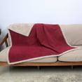 thumbnail image 3 of Catalonia Waterproof Blanket for Baby, Pee Proof Pet Cover for Couch Bed, Reversible Sherpa Fleece Throws for Relaxing Traveling Camping, Wine/Taupe, 60" x 50"., 3 of 8