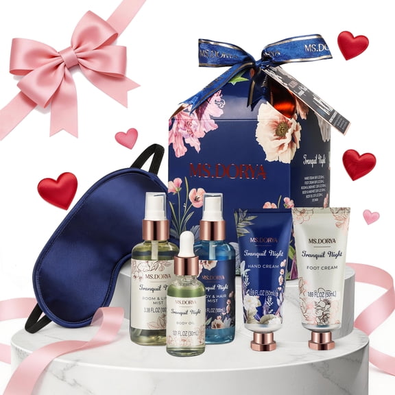 MS.DORYA Bath Gift Sets for Women, Birthday Spa Gifts Kit Beauty Baskets, 6 Pcs