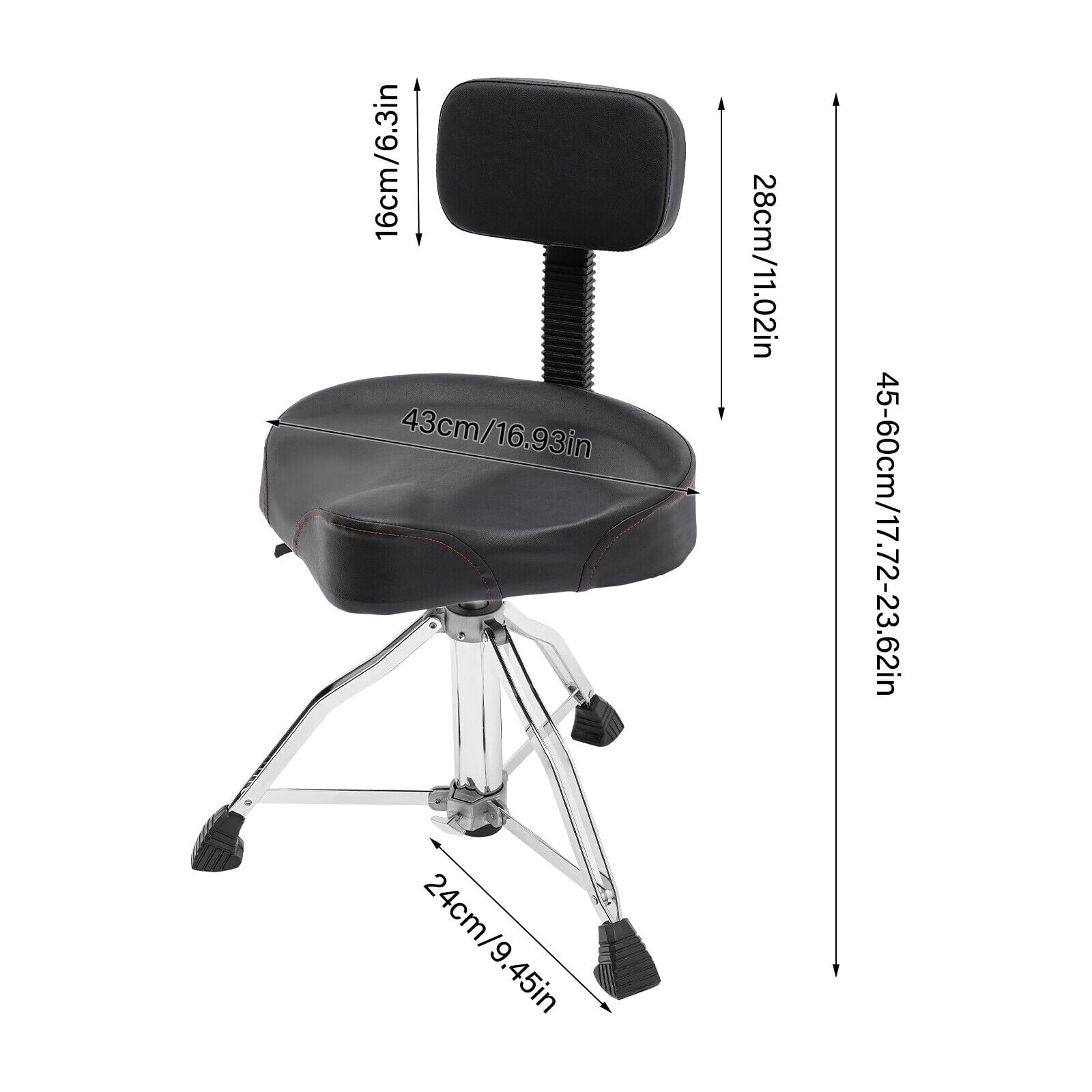 Height Adjustable Drum Stool with Backrest Drum Stool Pneumatic Drum Chair Black