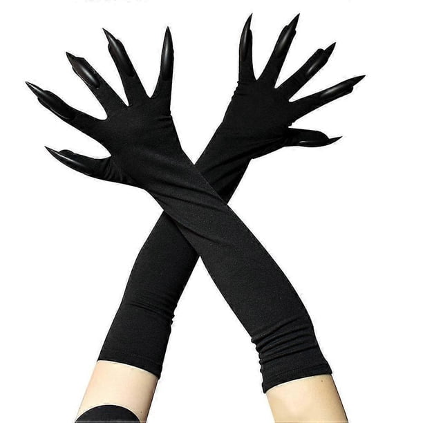1 Pair Of Halloween Long Nails Performance Props, Ghost Claw Gloves, Black Nails, One Size Fits All