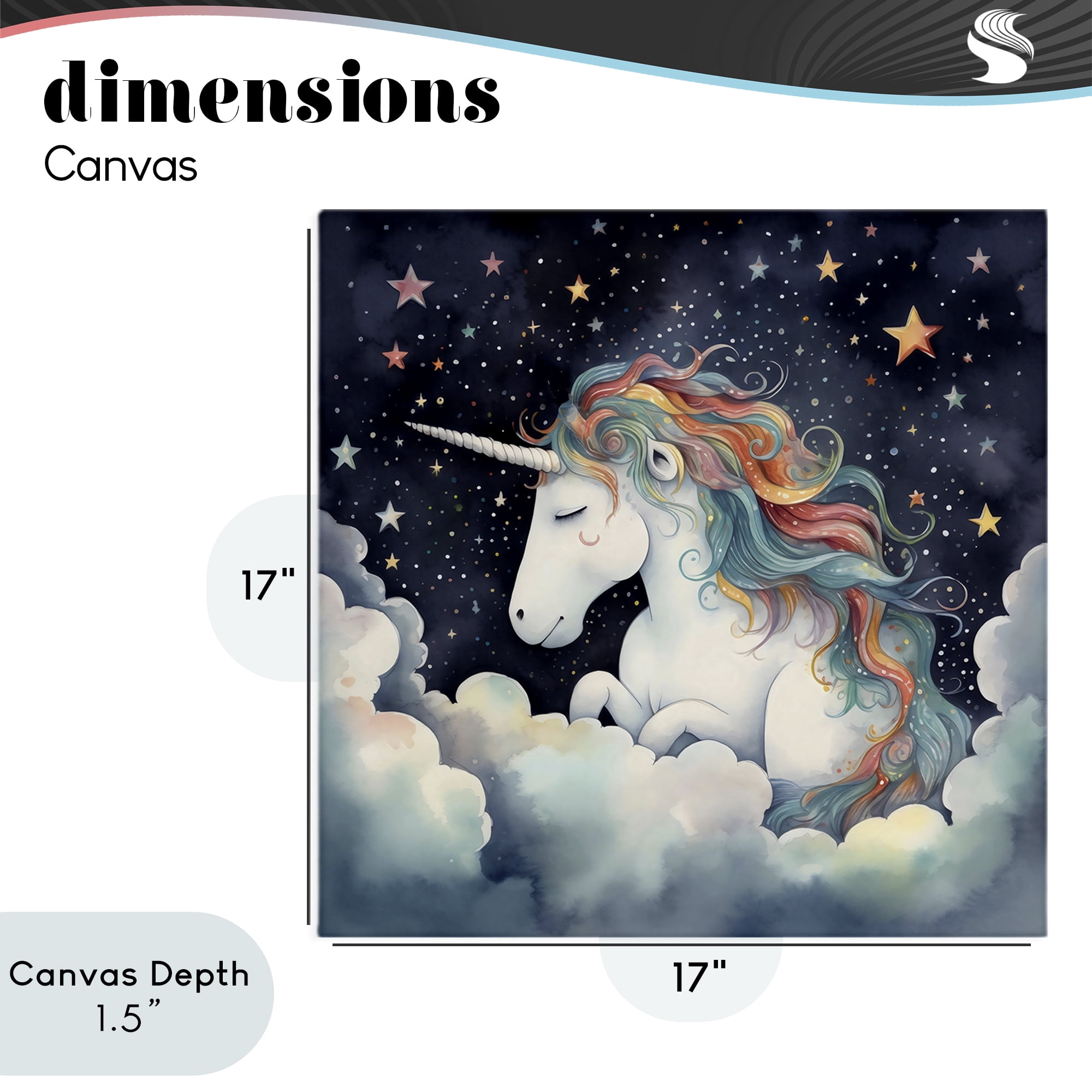 Stupell Industries Sleepy Unicorn in Starlit Clouds Canvas Wall Art, design by Creative Studio