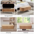 thumbnail image 7 of Storage Ottoman Bench, Faux Fur Upholstered End of Bed Bench with Gold Metal Legs, Entryway Bench Footrest Stool for Living Room, Bedroom, Camel, 7 of 7