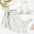 thumbnail image 2 of Erwazi Women's Solid Halter Drawstring 3 Piece Swimsuit Set Cover Up String Tie Side Bathing Suits, 2 of 7