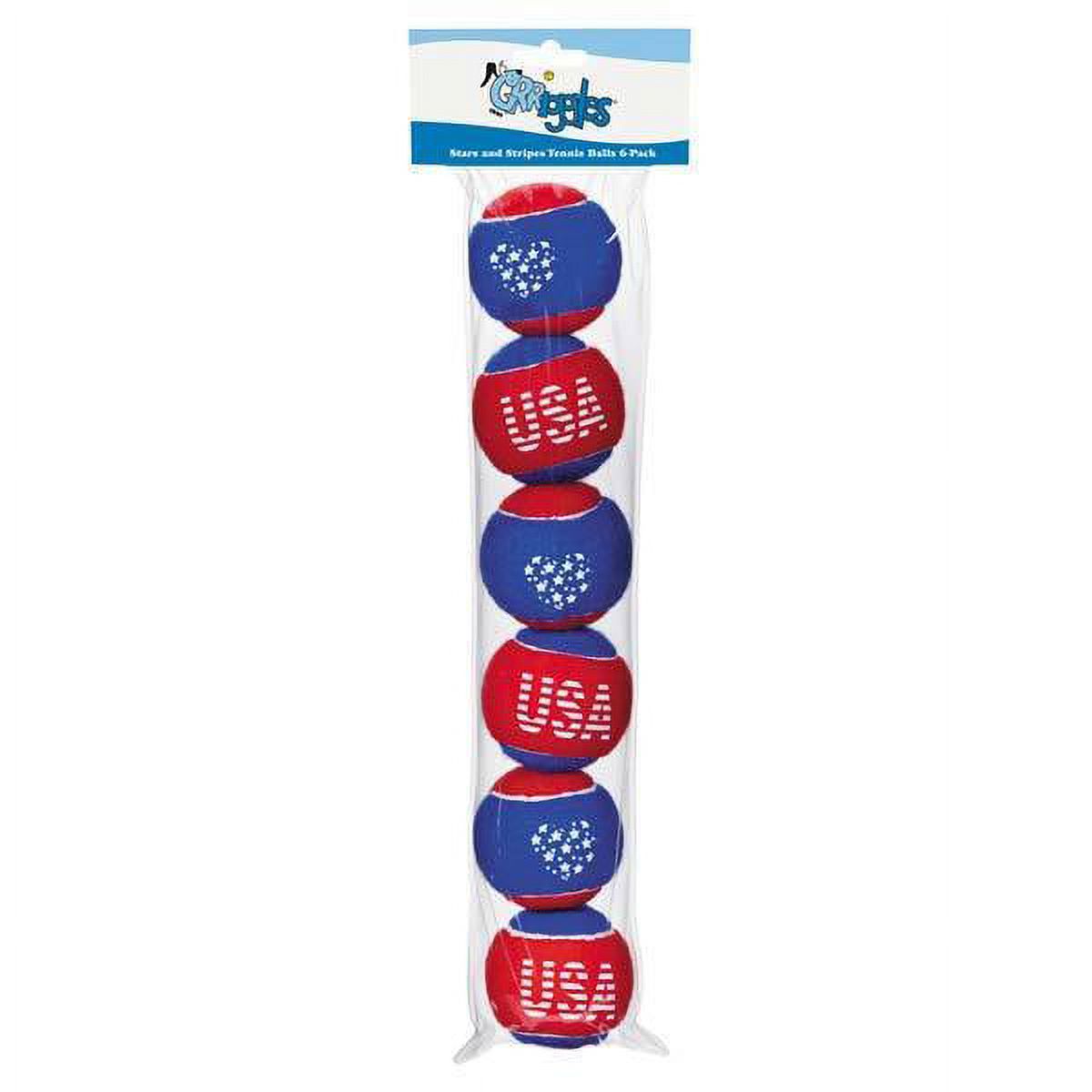 Dog Tennis Balls Stars and Stripes Red White Blue USA 6 Pack Patriotic Dogs Toy