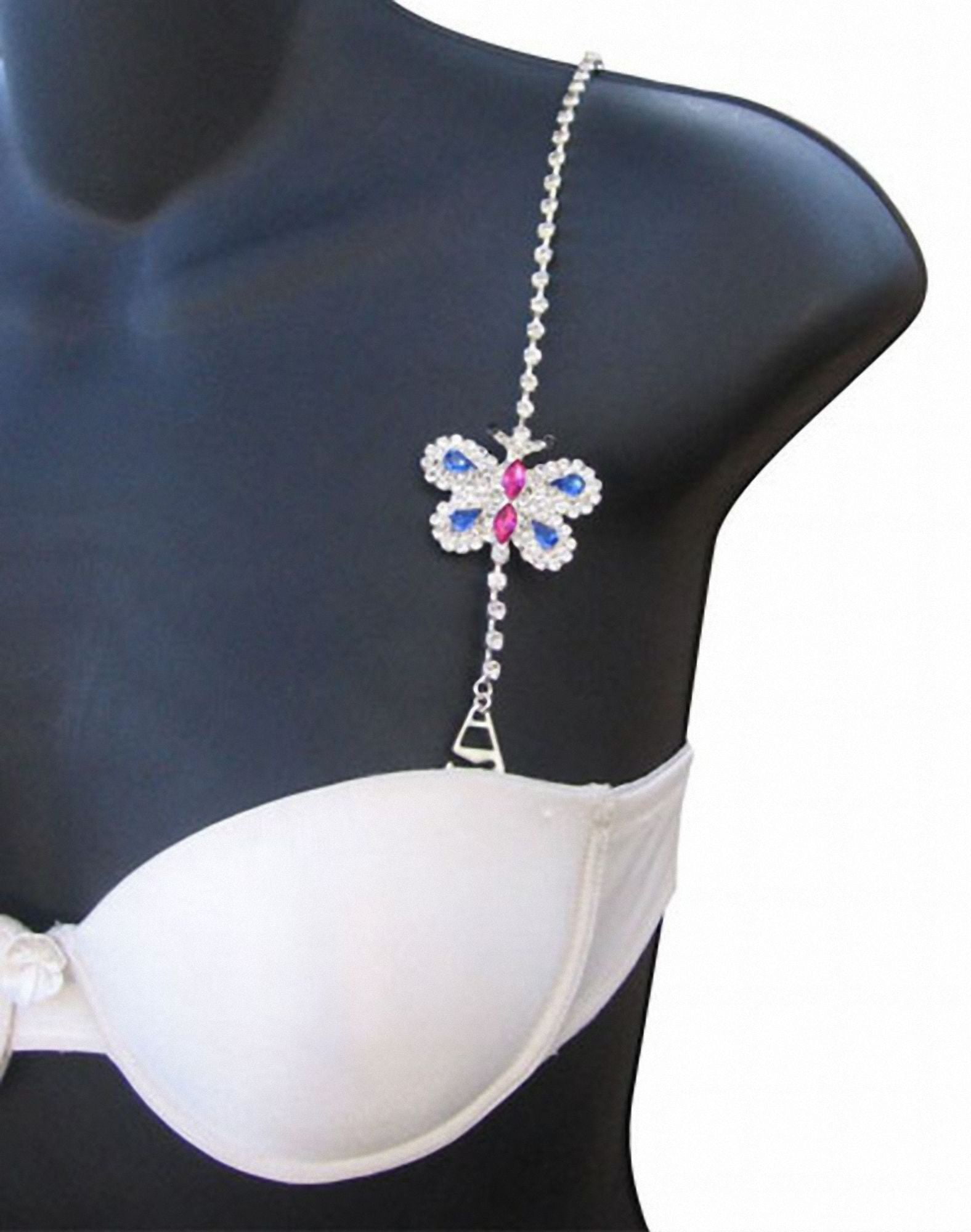 Small Butterfly Rhinestone Bra Strap