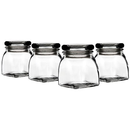 Best Palais Glassware 3 Ounce Clear Glass Spice Jar with Glass Lid - Contemporary Square Finish (Set of 4) deal