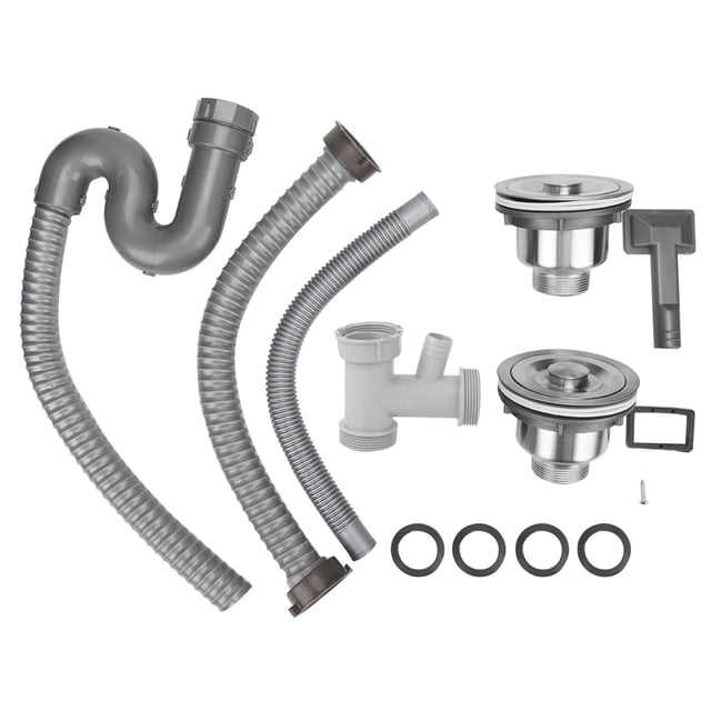 Tubo de acero inoxidable en forma de S para lavabo de baño, tapón de drenaje de agua, herramienta de drenaje