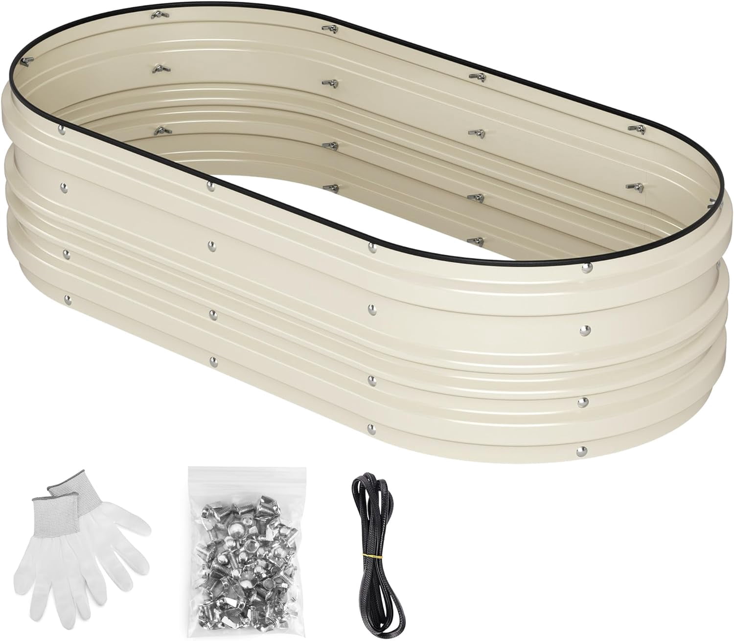 WORKPRO 4x2x1ft Galvanized Raised Garden Bed Set, Rust & Corrosion Protection, Easy Assembly, Safe Edge, Ideal for Vegetables & Flowers, White
