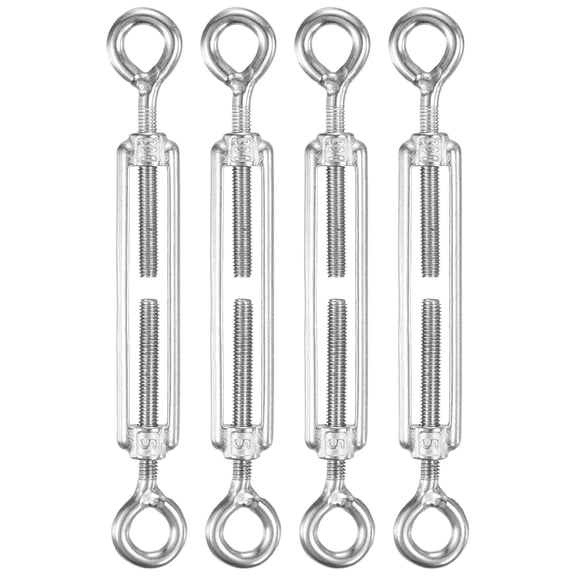 Uxcell 4-Pack Turnbuckle Eye and Eye, M5 Stainless Steel Heavy Turnbuckles Wire Rope Tension Adjustable Tension