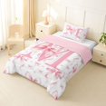 thumbnail image 2 of spefrowx Cute Bow Monogrammed Twin Comforter Sets for Kids, Pink Letter M Print Bedding Set, Pink Reversible, 2-Piece, 1 Comforter and 1 Pillowcase, 2 of 6