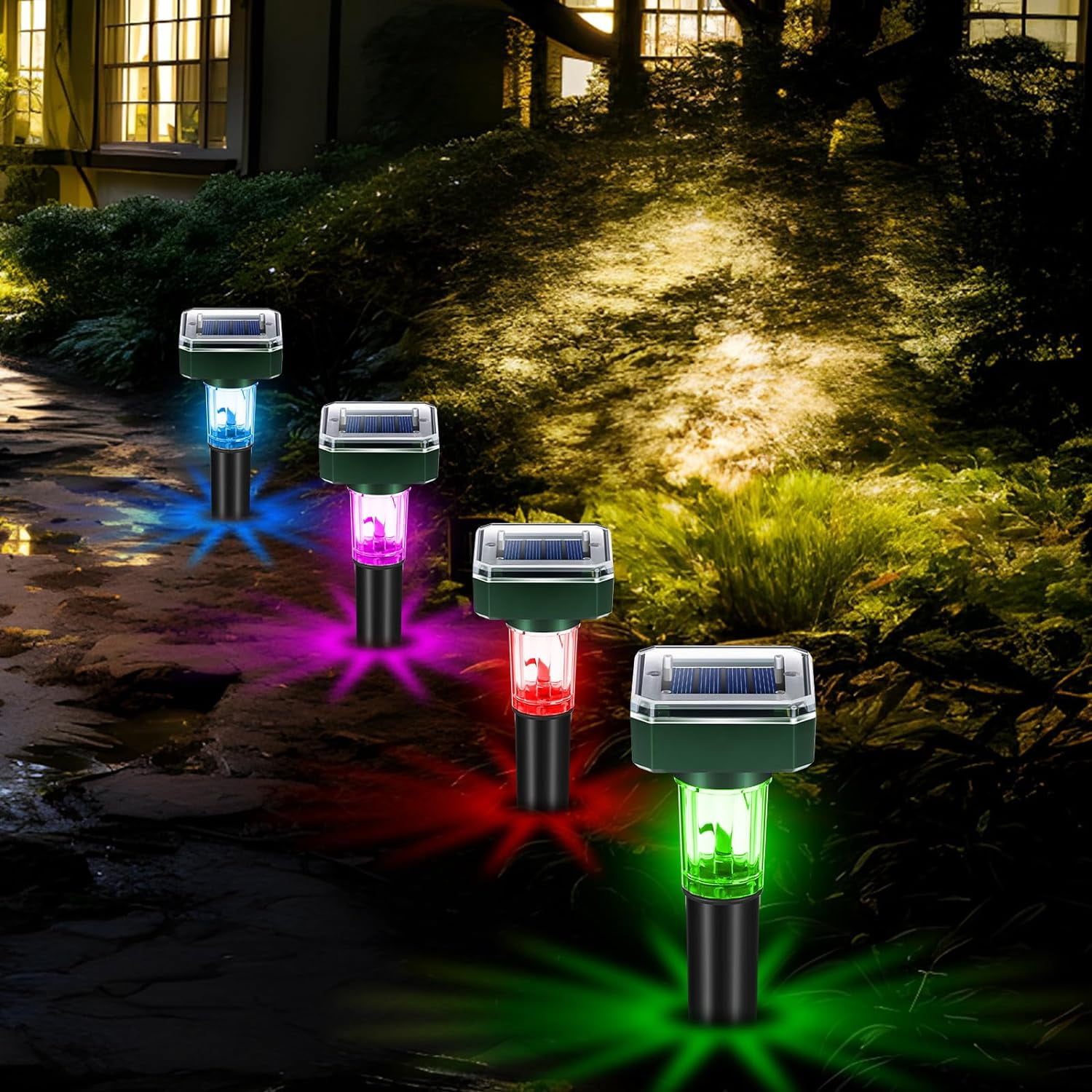 G·PEH Mole Repellent Solar Powered 8 Pack Ultrasonic Mole Deterrent Chipmunk Repellent Outdoor Waterproof Snake Gopher Vole Repellent with Light for Lawn and Garden,Square