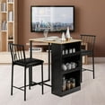thumbnail image 5 of Patiojoy 3-Piece Counter Table Set Bar Pub Dining Table Set with 3 Side Storage Oak, 5 of 5