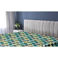 thumbnail image 5 of Ambesonne Tropical Fitted Sheet, Continuous Flowers Leaves, Queen Size, Teal Mustard and Black, 5 of 5
