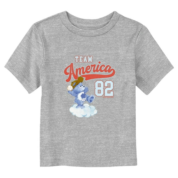 Toddler's Care Bears Team America Baseball Grumpy Bear Graphic Tee Athletic Heather 2T