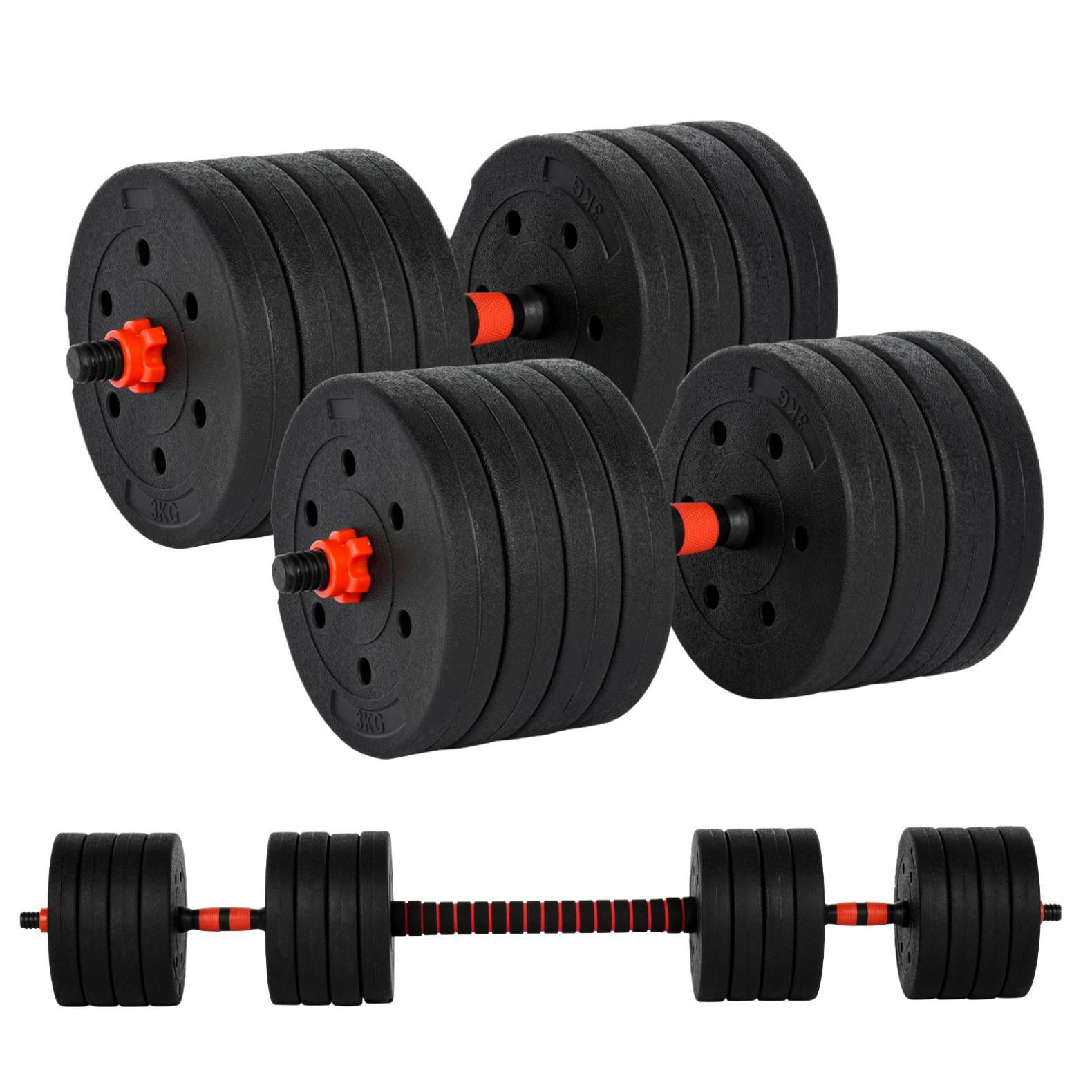 Totall 88LB Adjustable Weight Dumbbell Set Cap Gym Barbell Plates Body Workout A 