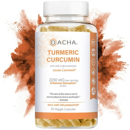 DACHA Nutrition Tumeric Curcumin Supplement - 2250mg Arthritis Joint Support Turmeric with Black Pepper Bioperine Ginger 95% Curcuminoids Anti Inflammatory Capsules Antioxidant Back Pain Relief (Best Anti Inflammatory Drug For Swelling)