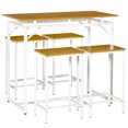 thumbnail image 1 of HOMCOM 5 Pieces Bar Table Set, Dining Table Set Breakfast Table with 4 Stools for Dining Room, Homc Kitchen, Oak, 1 of 10