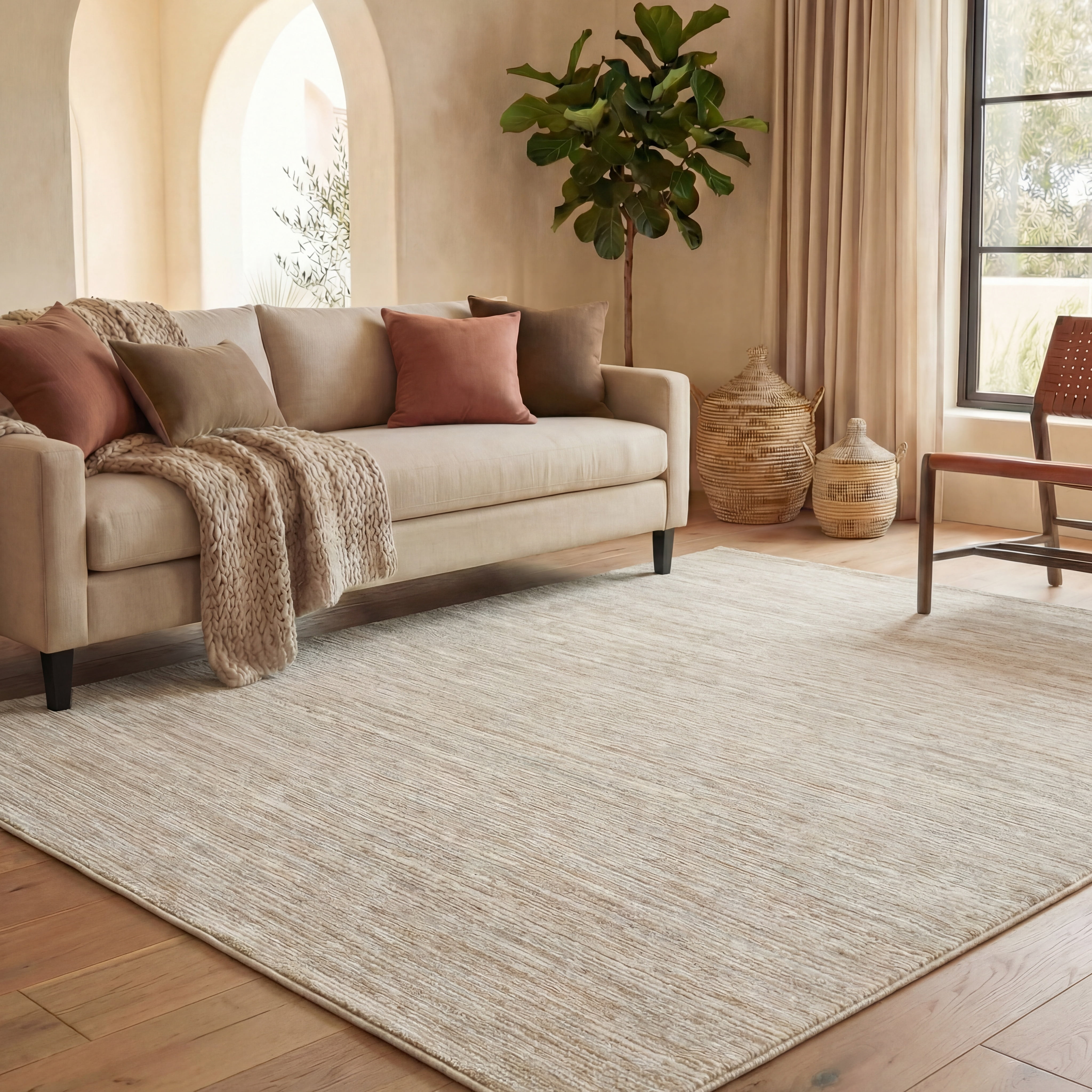 SAFAVIEH Vision Adrasteia Overdyed Solid Area Rug, Cream, 5'1" x 7'6" - Modern Design, Creme, Non-Shedding & Easy Cleaning, Ideal for Living Room, Bedroom, Dining Space
