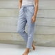 thumbnail image 1 of WILLBEST Pantalones Casuales de Verano para Mujer, Elásticos, de Cintura Alta, a Rayas, de Lino, con Pierna Ancha, Holgados, para Uso Diario. Mediana, 1 of 5