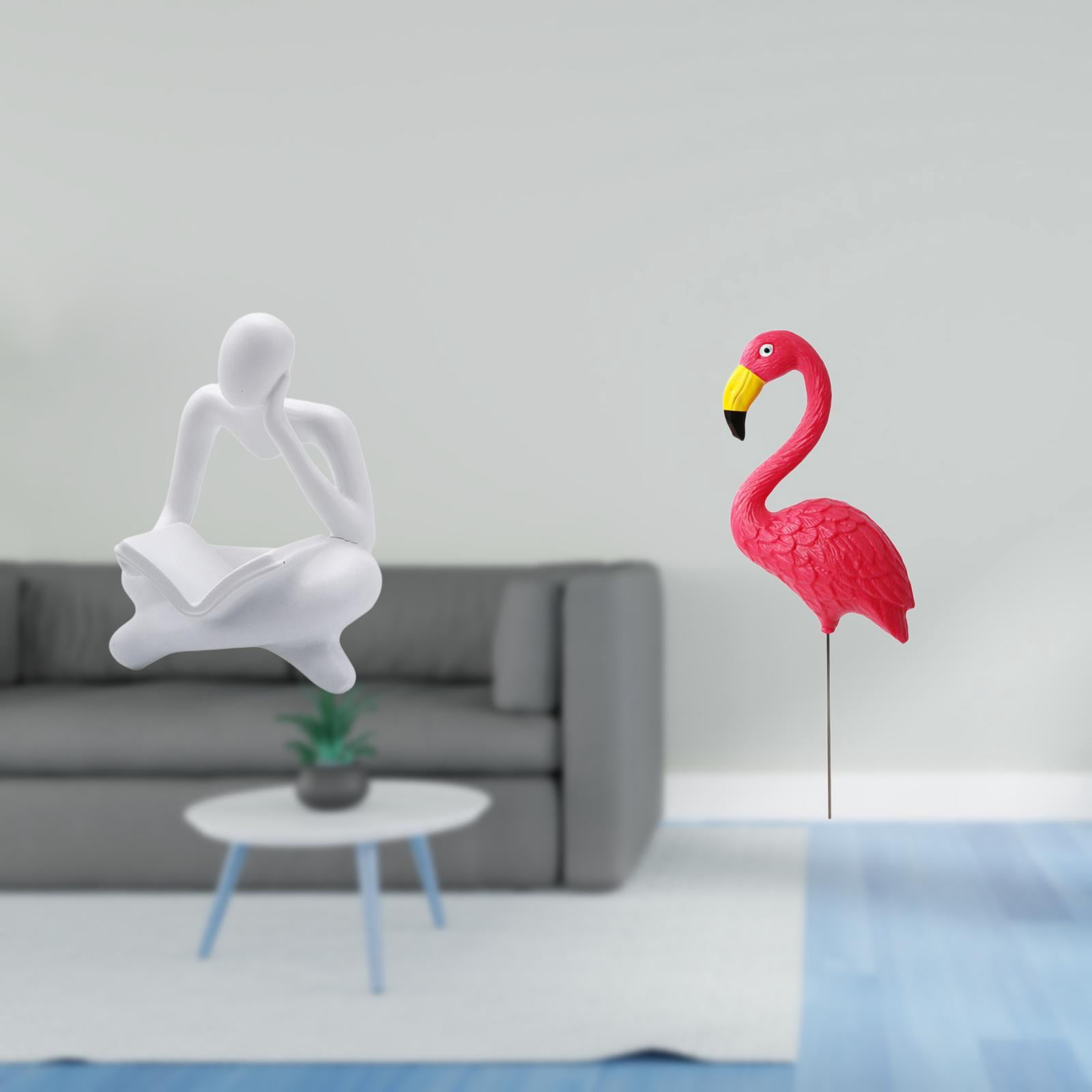 2 Pieces Abstract Reader Figurine Flamingo Garden Stake Human Statue Hollow Design for Living Room Yard Art