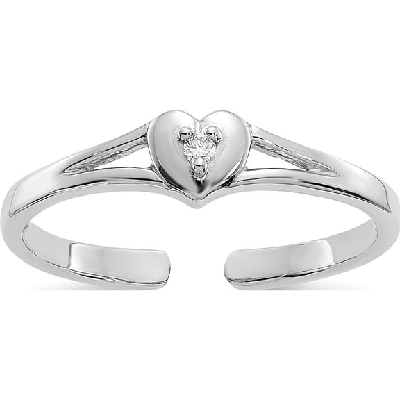 10K White Gold .01Ct Diamond Heart Toe Ring (Width 1) - Jbsp