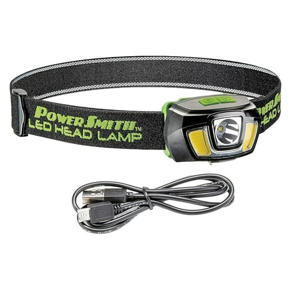 PowerSmith PHLR225D 2x250 Lumen LED Rechargeable Flood and Spot Head Lamp with Adjustable Head Strap and Impact-Resistant Design