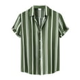 thumbnail image 1 of Camisas Y s Camisa de cuello a rayas hawaiana de verano para hombre, camisa de manga corta con botones, blusa (Army Green, XL), 1 of 7