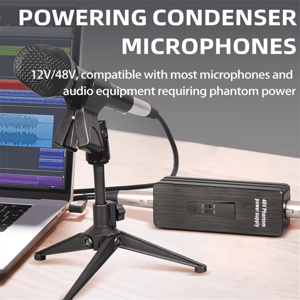 Phantom Power Supply 48V Microphone Amplifier Rechargeable