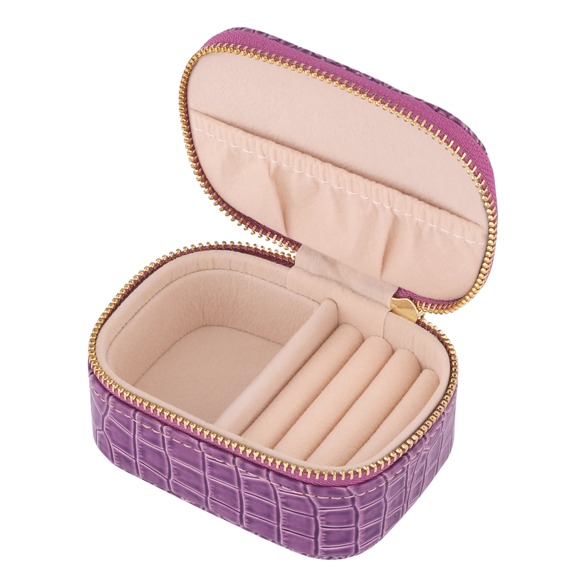 Unique Bargains Travel Jewelry Box Organizer Case Purple