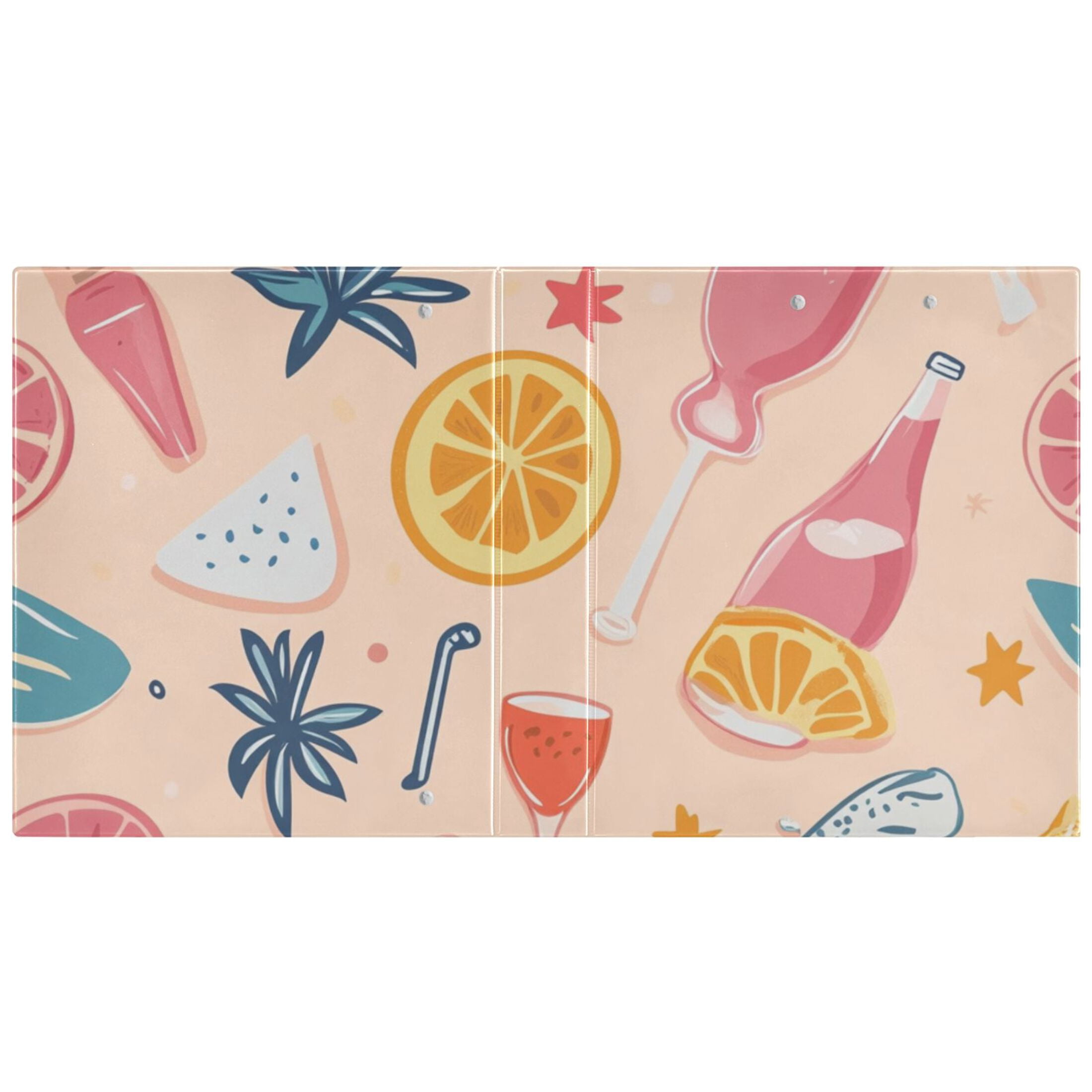 Drink Beach 3 Ring Binders 1.5 inch Hardcover File Folders with Interior Pockets A4 Size Organizer for School Office Hospital Set of 2