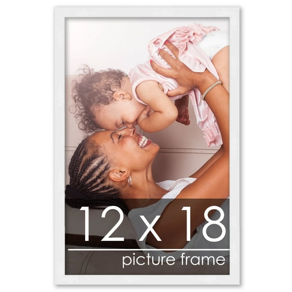 12x18 White Wood Picture Frame - UV Acrylic, Foam Board Backing, Hanging Hardware