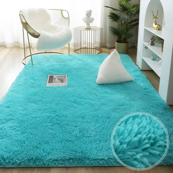 SAYFUT Ultra Soft Indoor Modern Area Rugs Fluffy Living Room Carpets Suitable for Children Bedroom Home Decor Nursery Rugs, 23.6'' x 47.2'', Blue