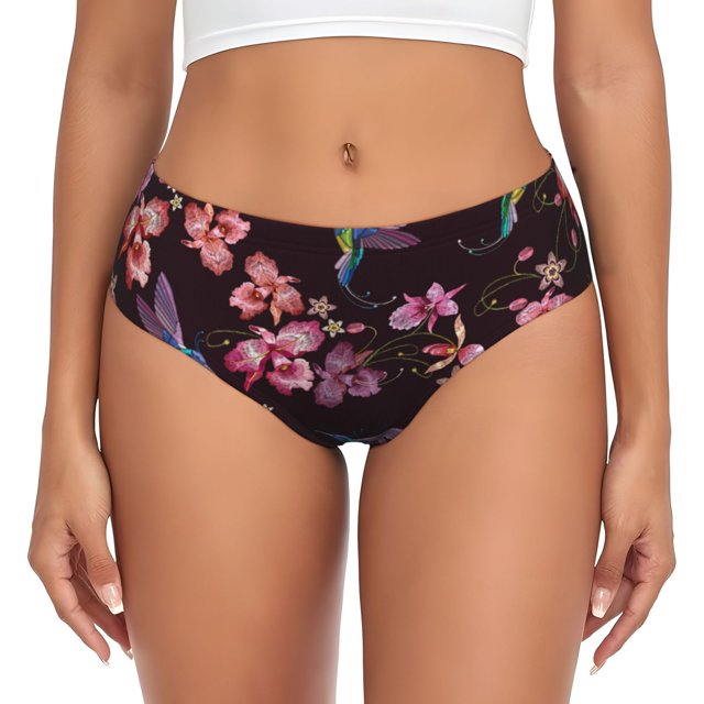 Balery Humming Bird And Tropical Ropa Interior de Algodón para Mujer con Dibujo – Braguitas Cómodas y Elásticas, Estilo Clásico-X-Large