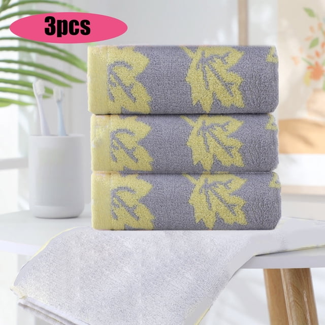 Soft Absorbent Washcloths - 3 Pack Maple Leaf Pattern Face Towels for Thanksgiving & Home Decor