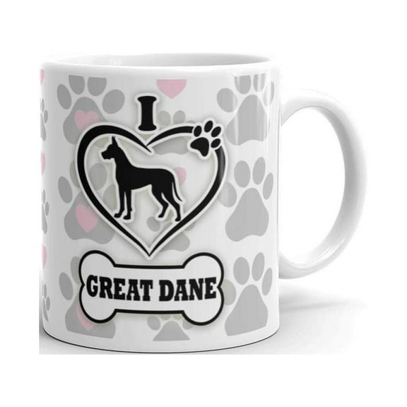 11 oz I Love Great Dane Dog Lover Paw Prints Dog Owner Gifts Coffee Mug