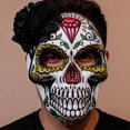 thumbnail image 4 of Masquerades Mask Mexicans Day of The Deads Mask Rose Suger Skull Mask Halloween Cosplay Costumes Party Mask Unisex Gifts Yellow, 4 of 4